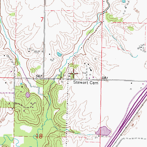 Topographic Map of Stewart Cemetery, IL