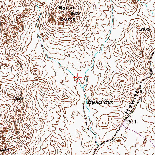 Topographic Map of Byous Windmill, AZ