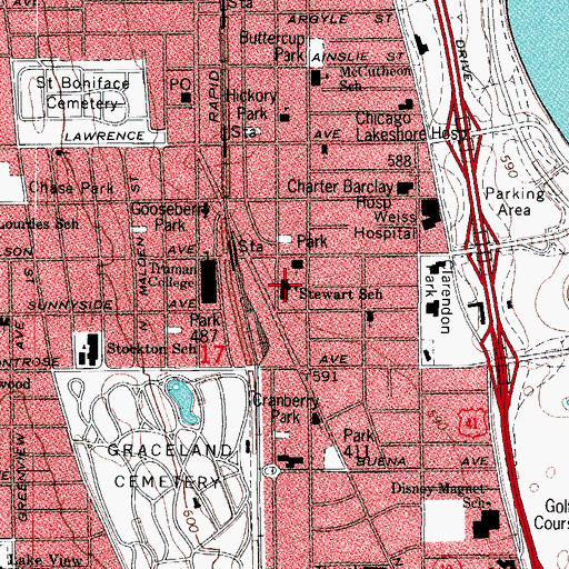 Topographic Map of Stewart Elementary School, IL