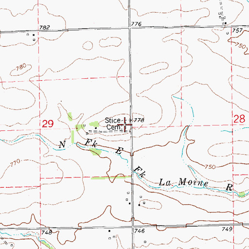 Topographic Map of Stice Cemetery, IL