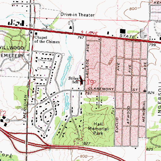 Topographic Map of Stiles Elementary School, IL