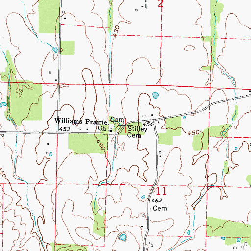 Topographic Map of Stilley Cemetery, IL