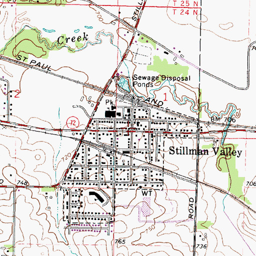 Topographic Map of Stillman Valley, IL