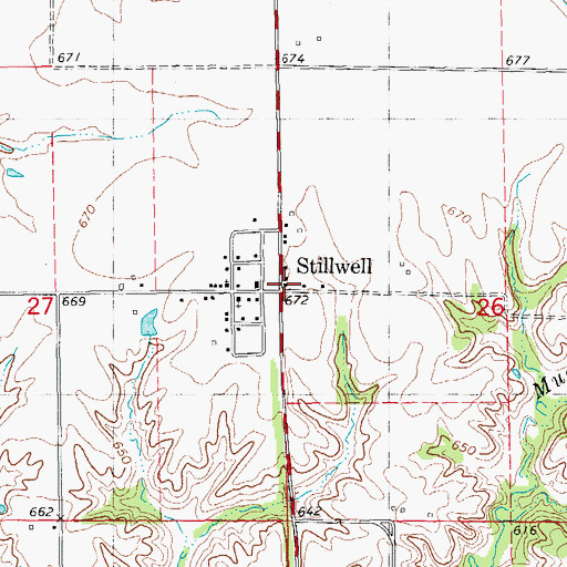 Topographic Map of Stillwell, IL