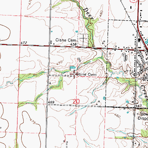 Topographic Map of Stine Cemetery, IL