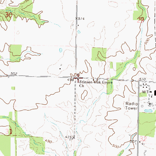 Topographic Map of Stinson-Oak Grove Church, IL