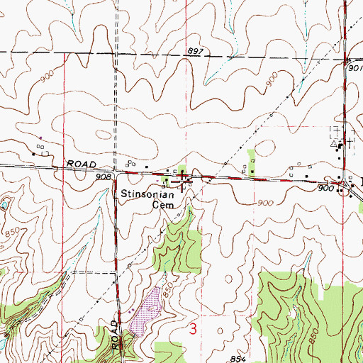 Topographic Map of Stinsonian Cemetery, IL