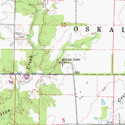 Topographic Map of Stipp Cemetery, IL