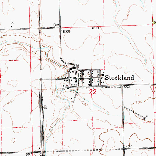 Topographic Map of Stockland, IL