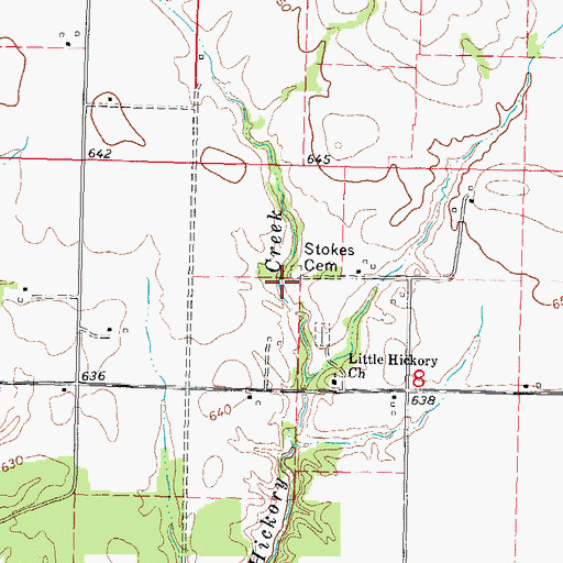 Topographic Map of Stokes Cemetery, IL