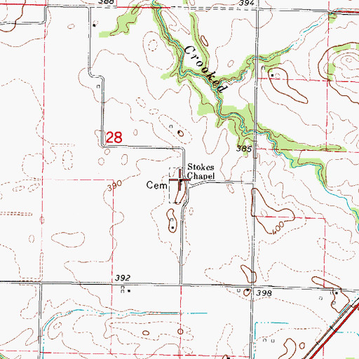Topographic Map of Stokes Chapel, IL