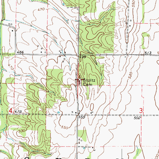 Topographic Map of Stoltz Cemetery, IL