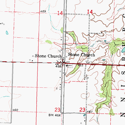 Topographic Map of Stone Church, IL