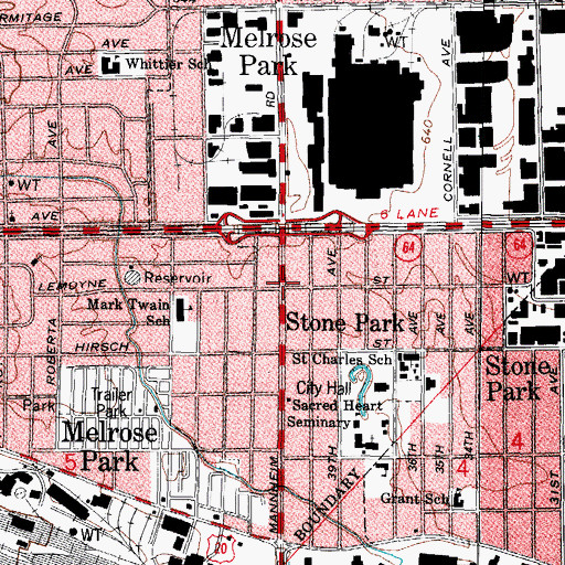 Topographic Map of Stone Park, IL