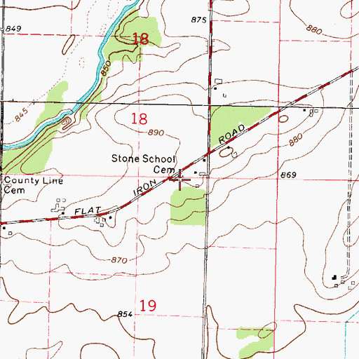 Topographic Map of Stone School Cemetery, IL