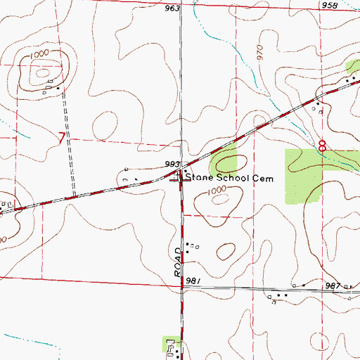 Topographic Map of Stone School Cemetery, IL