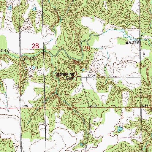 Topographic Map of Stoneking Cemetery, IL