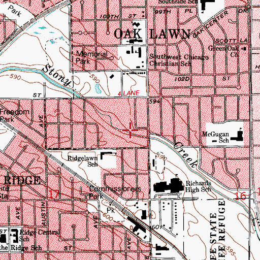 Topographic Map of Stony Creek, IL