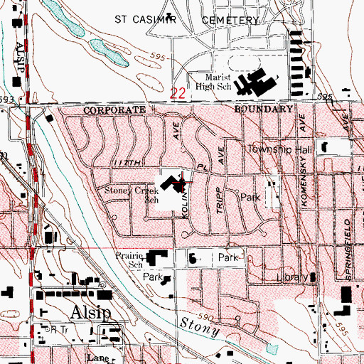 Topographic Map of Stoney Creek Elementary School, IL