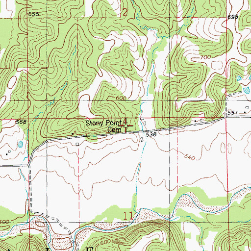 Topographic Map of Stoney Point Cemetery, IL
