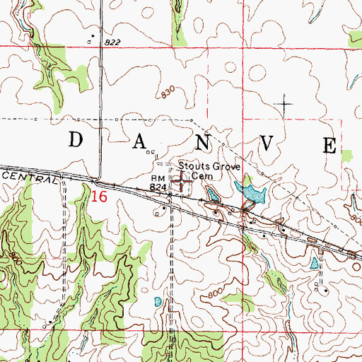 Topographic Map of Evergreen Cemetery, IL