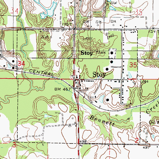 Topographic Map of Stoy, IL