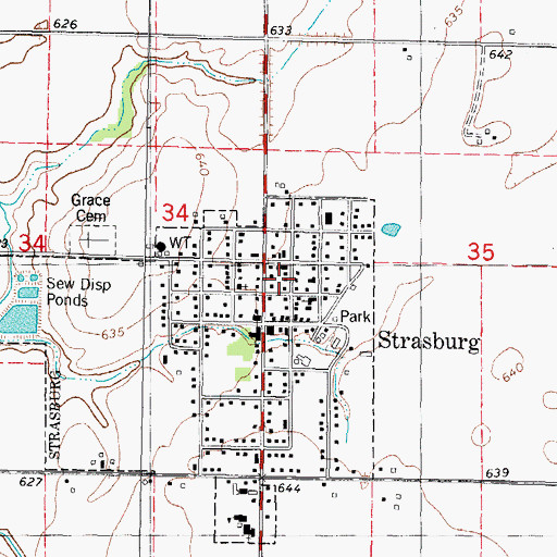 Topographic Map of Strasburg, IL