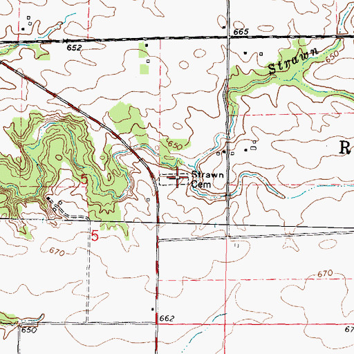 Topographic Map of Strawn Cemetery, IL