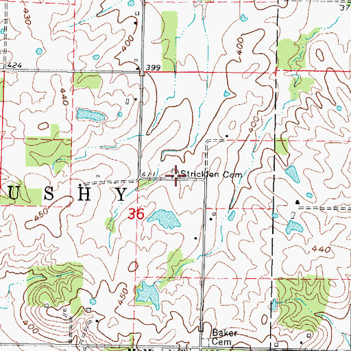 Topographic Map of Stricklin Family Cemetery, IL