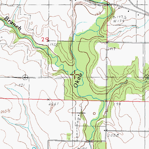 Topographic Map of Stringtown Branch, IL
