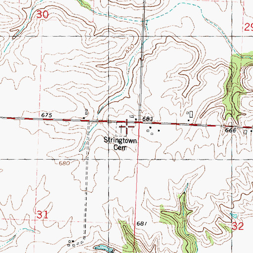 Topographic Map of Stringtown School (historical), IL
