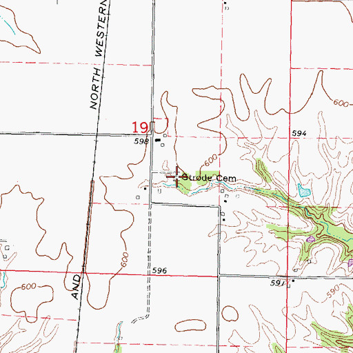 Topographic Map of Strode Cemetery, IL