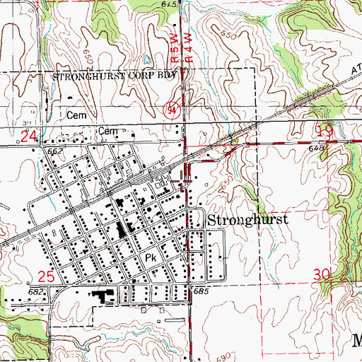 Topographic Map of Stronghurst, IL