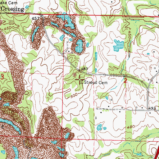 Topographic Map of Stroud-Sehoskey Cemetery, IL