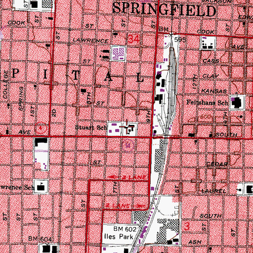 Topographic Map of Stuart School, IL