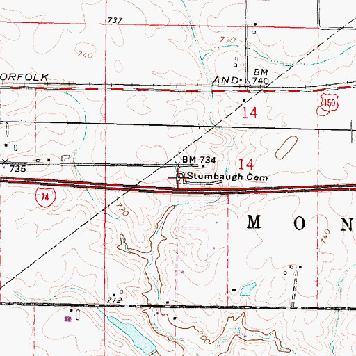 Topographic Map of Stumbaugh Cemetery, IL
