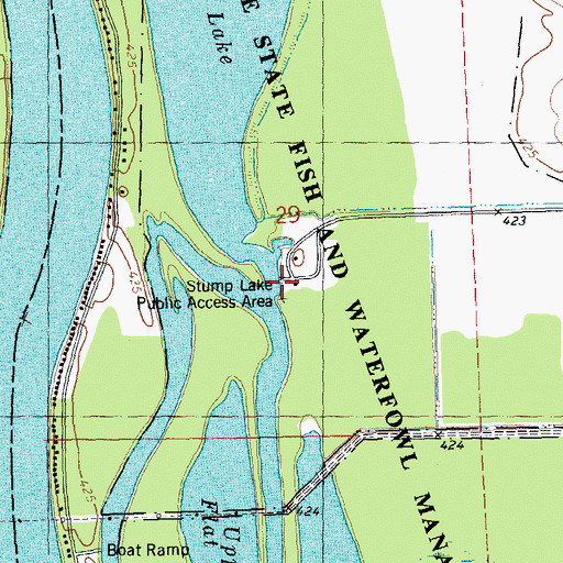 Topographic Map of Stump Lake Public Access Area, IL