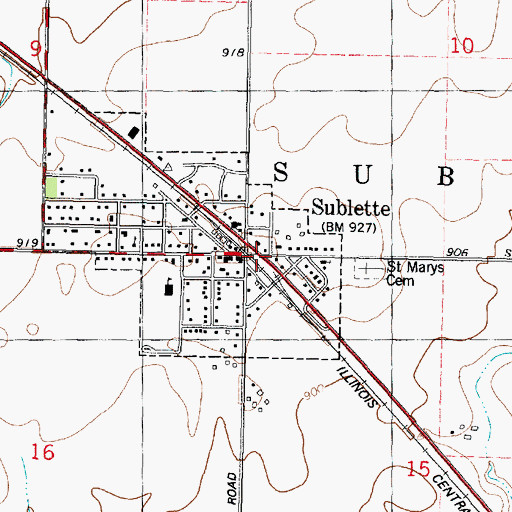 Topographic Map of Sublette, IL