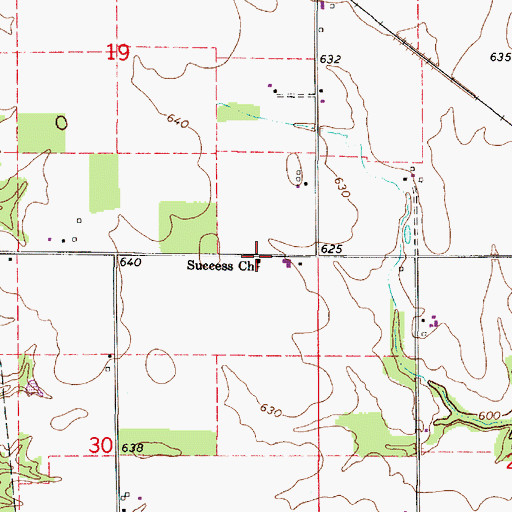 Topographic Map of Success Church, IL