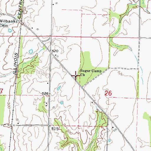 Topographic Map of Sugar Camp Church, IL