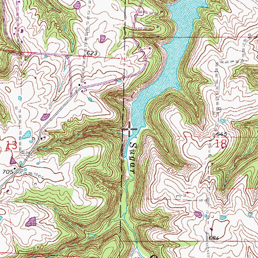 Topographic Map of Sugar Creek, IL