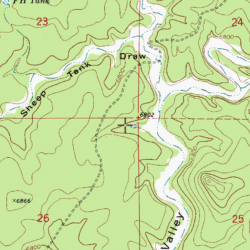Topographic Map of Waldroup Tank, AZ