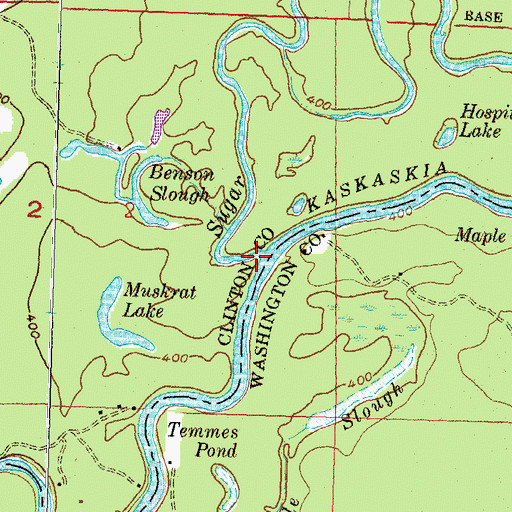 Topographic Map of Sugar Creek, IL
