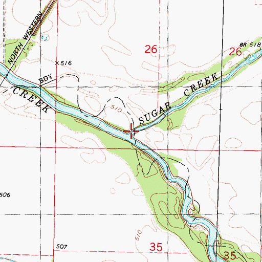 Topographic Map of Sugar Creek, IL