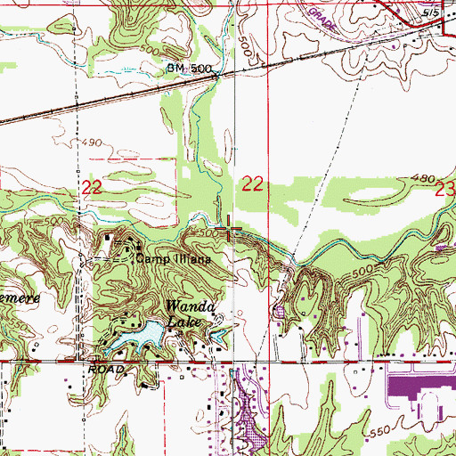 Topographic Map of Sugar Creek, IL