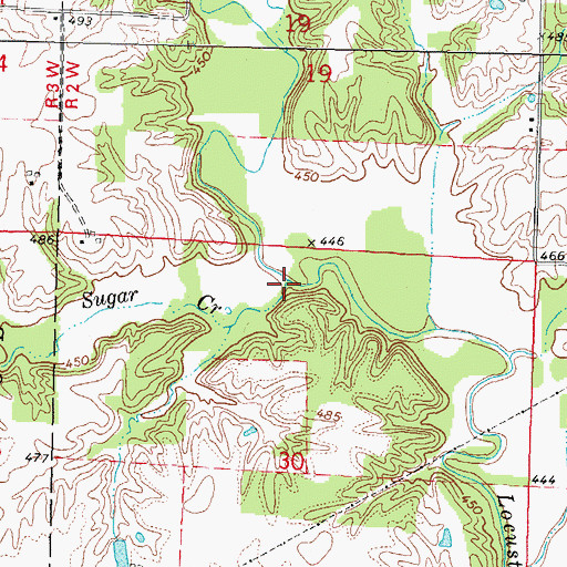 Topographic Map of Sugar Creek, IL