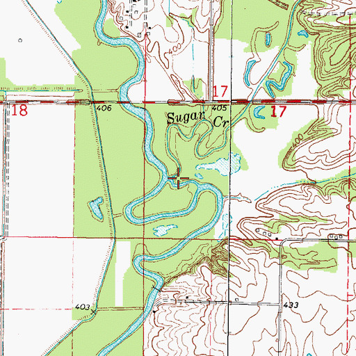 Topographic Map of Sugar Creek, IL