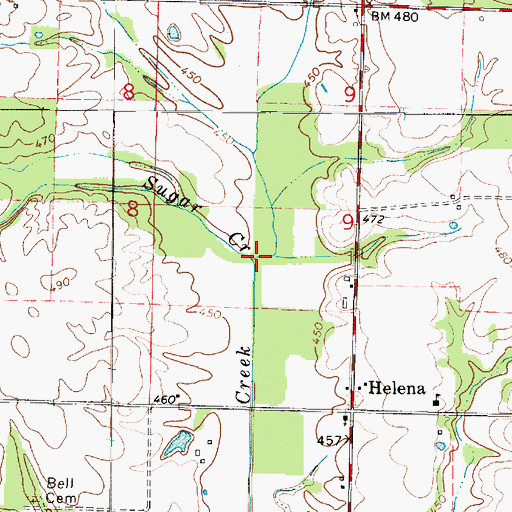 Topographic Map of Sugar Creek, IL
