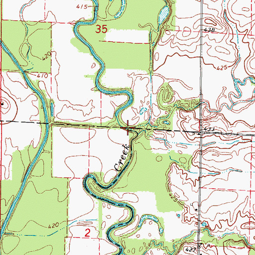 Topographic Map of Sugar Creek, IL