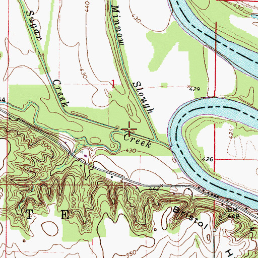 Topographic Map of Sugar Creek, IL